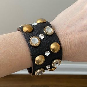 Brown Leather Studded Bracelet